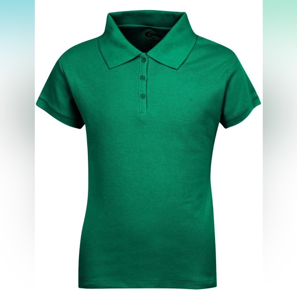 GIRLS SHORT SLEEVE POLO Premium Wear Girls Short Sleeve Polo Shirt L, Green, NWT